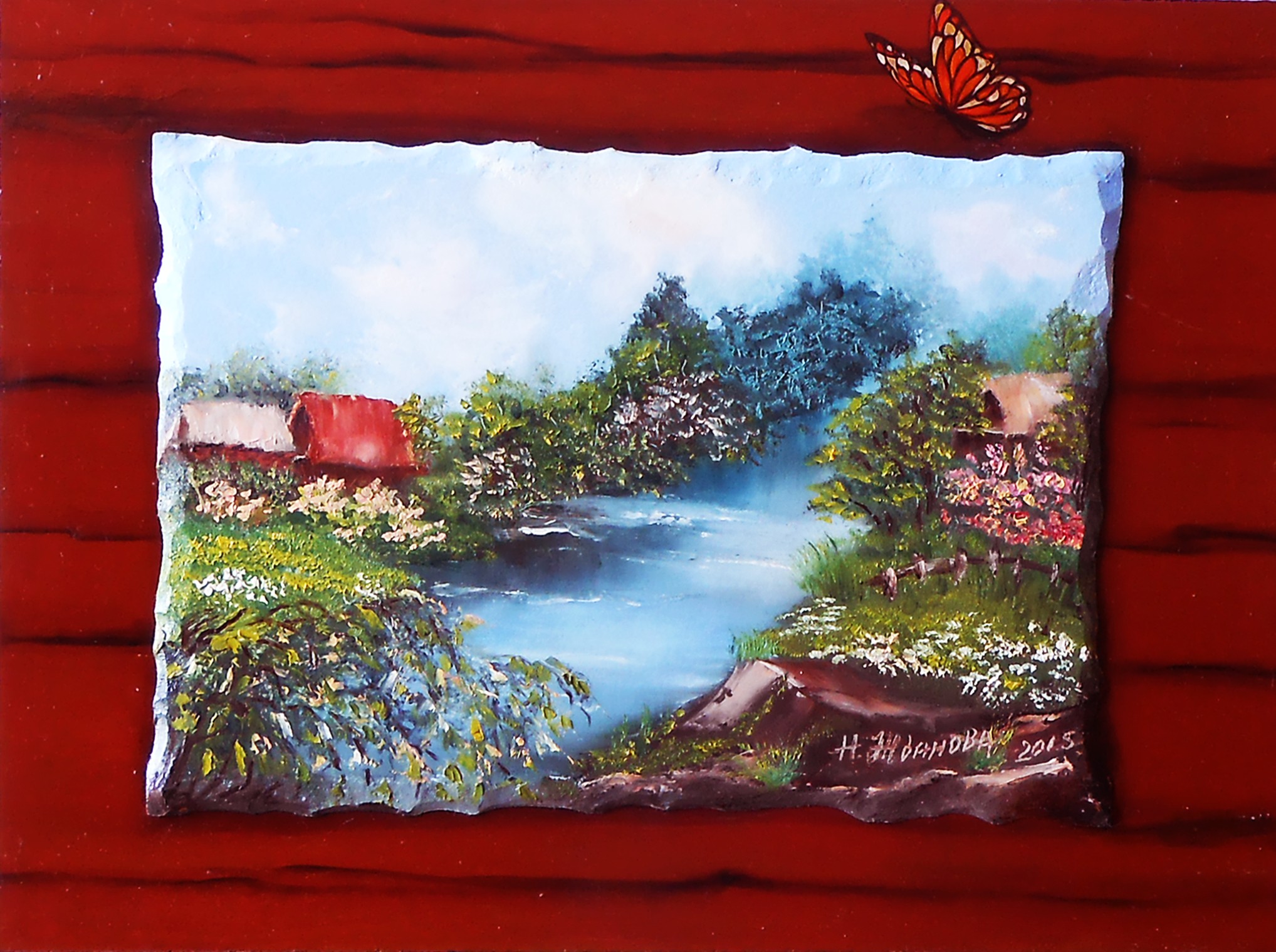Деревенский пейзаж картина маслом Лето в деревне