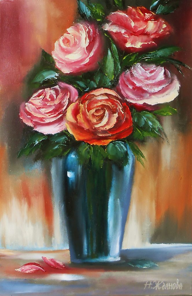 Картина Цветы Розы цветочный натюрморт букет цветов 