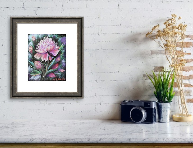 Интерьерная картина Пионы розовые цветы пастелью