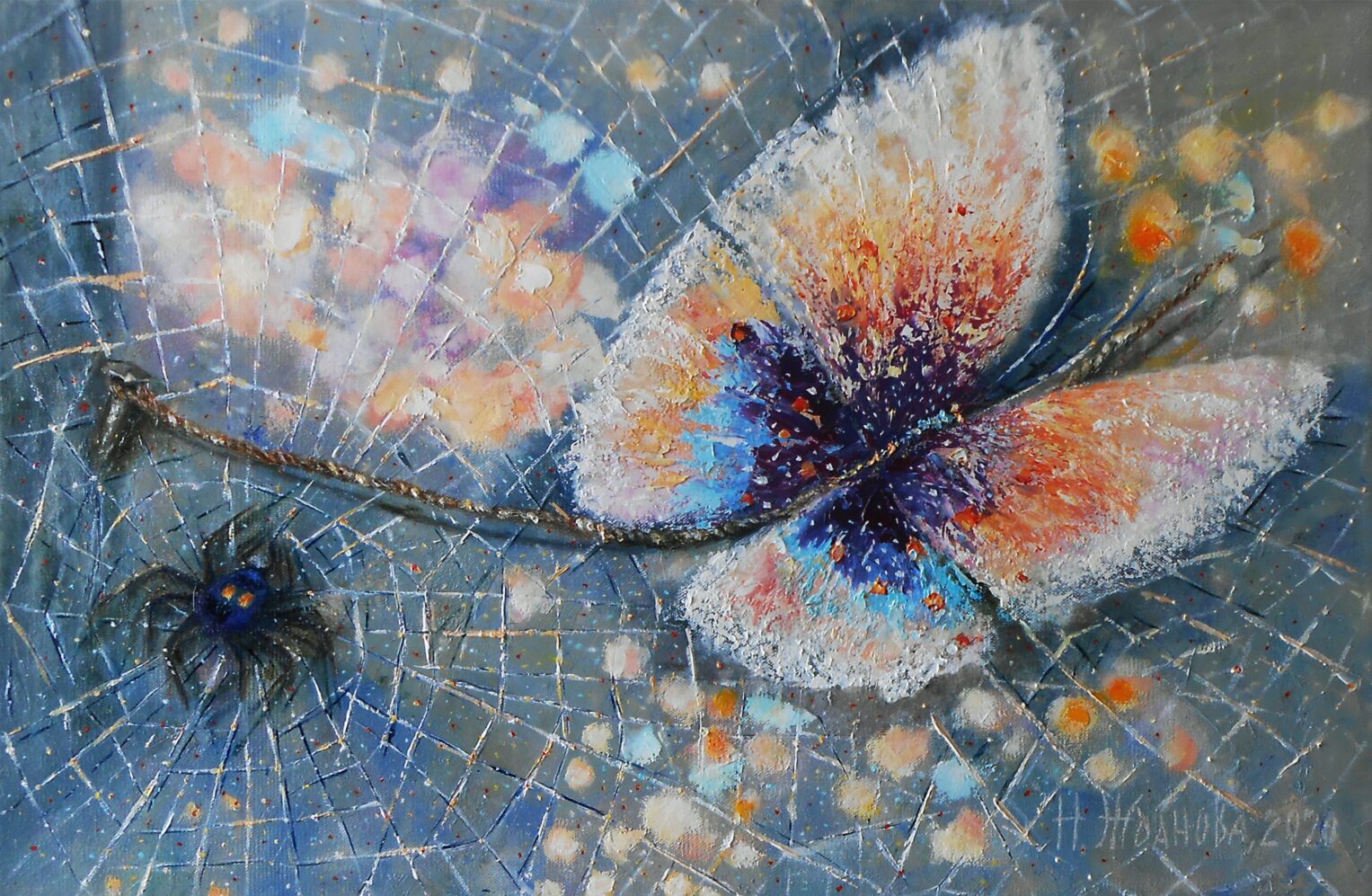 Интерьерная картина бабочка маслом на холсте Красавица и чудовище