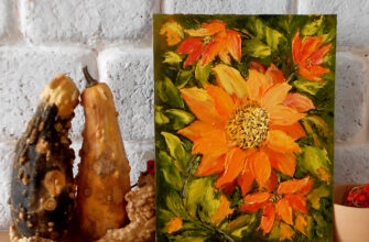 Kартины цветов Подсолнухи миниатюра маслом мастихином
