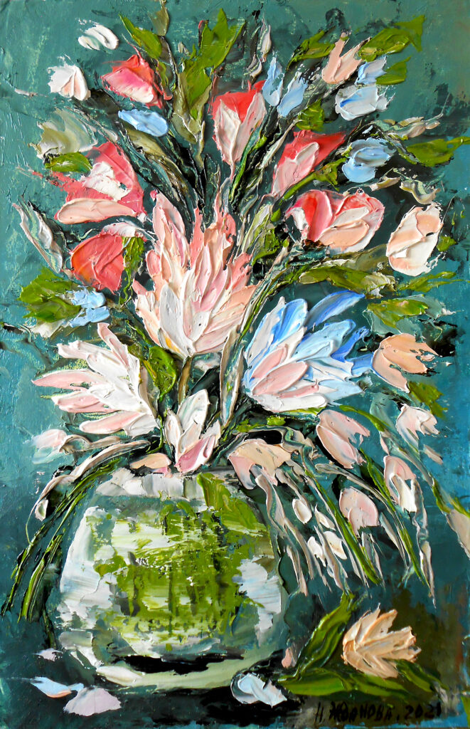 Натюрморт цветы маслом, Маленькая картина маслом полевые цветы в вазе