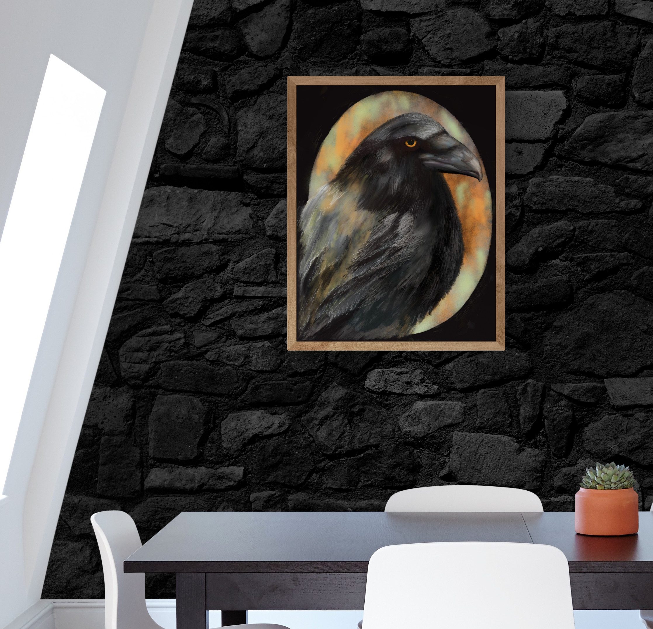 Картина с птицей Ворон постер на стену для интерьера