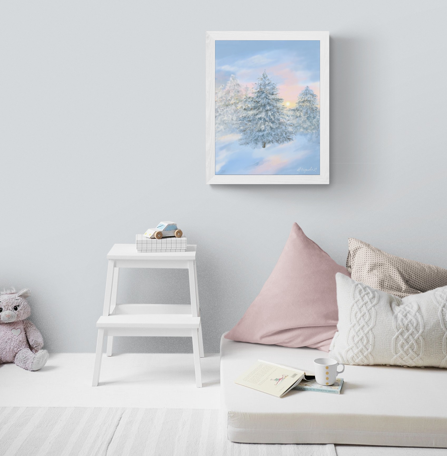 зимний пейзаж с елками картины постеры на стену для интерьера