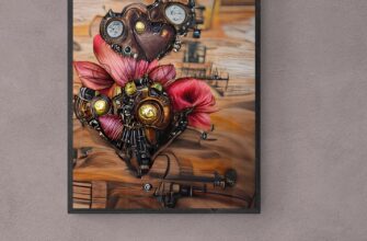 Картина постер на стену Железное сердце в стиле стимпанк