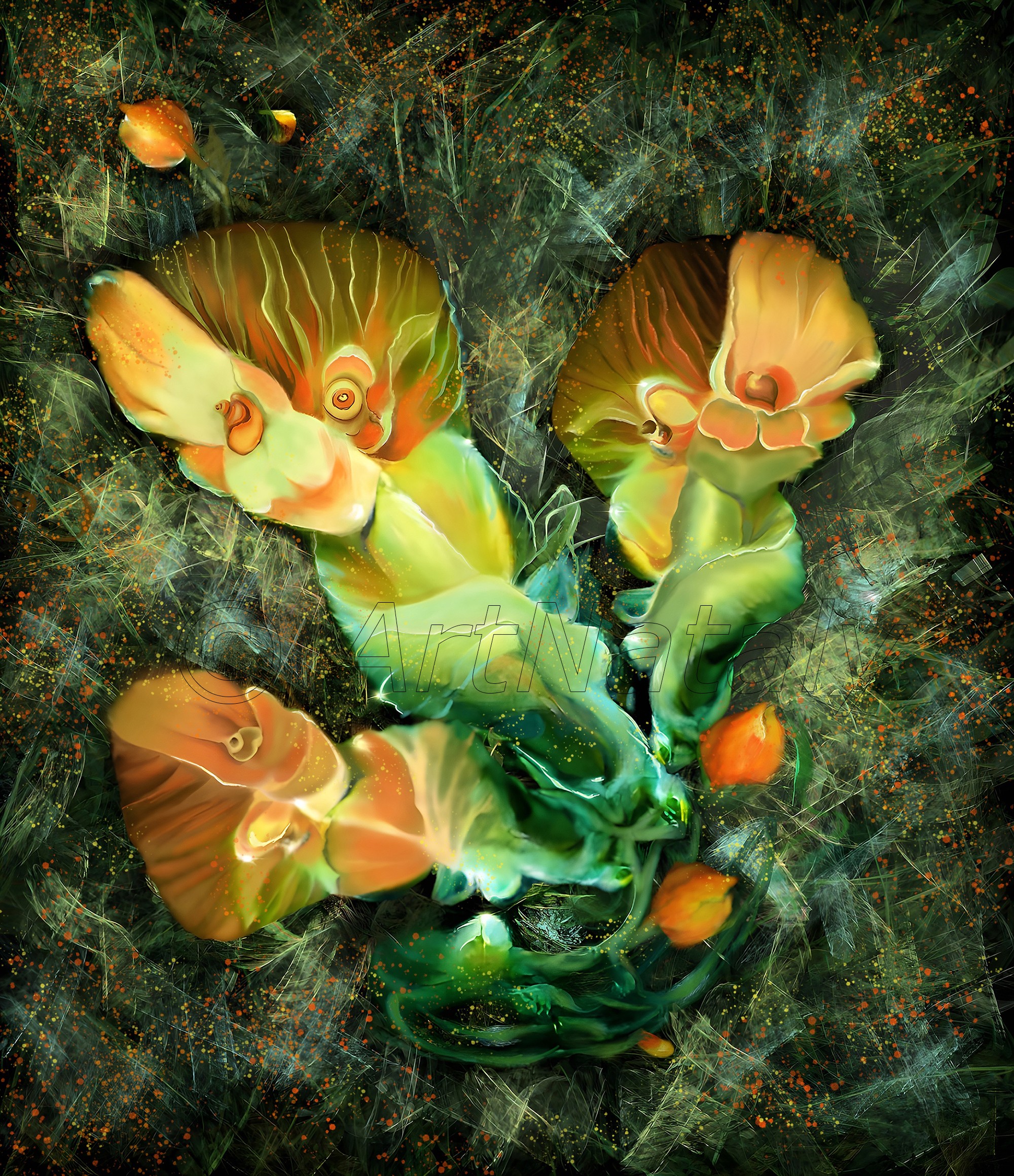 Цифровая картина NFT экзотические цветы